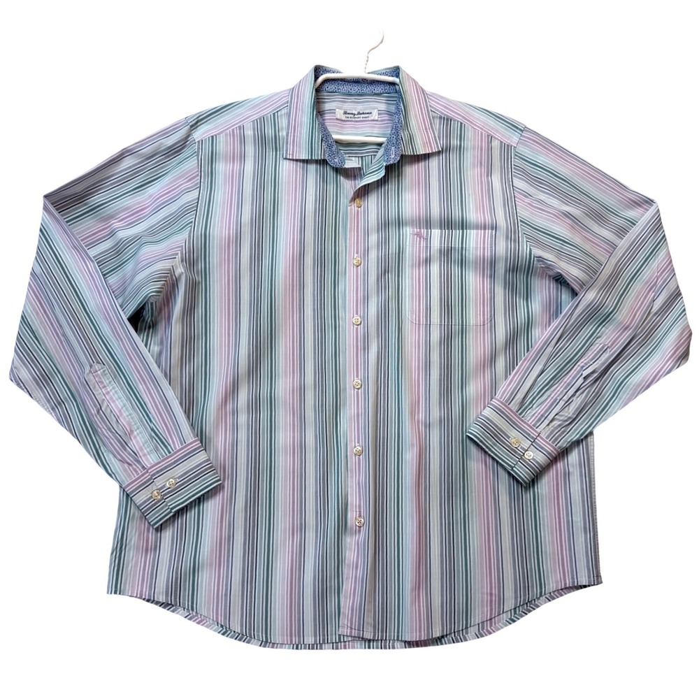 Tommy Bahama Button Down Shirt Mens XL Multi‎ Color Good Striped Newport Coast
